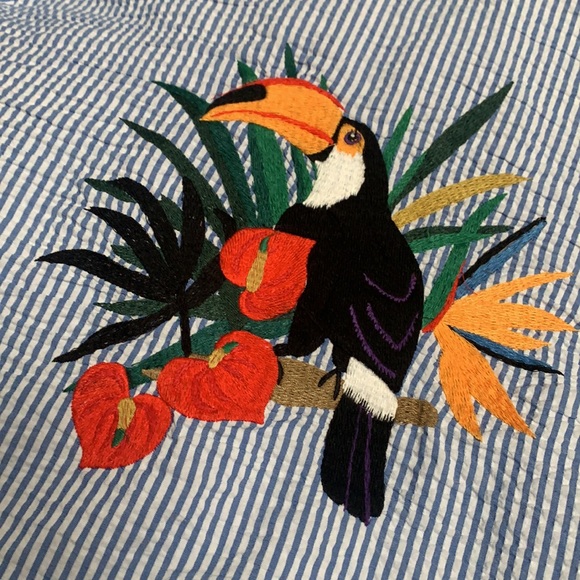 Searsucker Romper with Embroidered Back - Picture 2 of 5